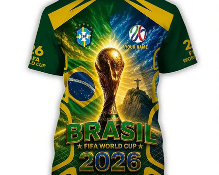 Personalized Brazil FIFA World Cup 2026 T-Shirt Brazil Games World Cup 2026 Apparel Fan Gift