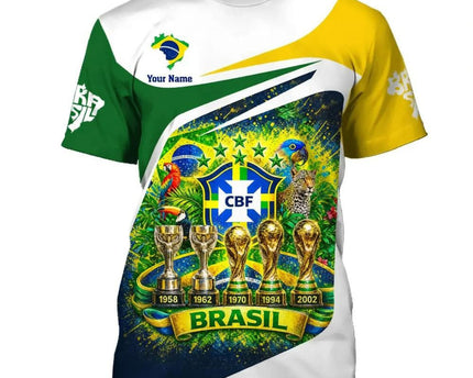 Personalized Brazil FIFA World Cup 2026 T-Shirt Brazil World Cup Team Attire Football Merch