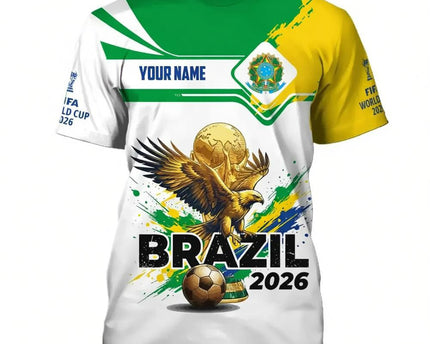 Personalized Brazil FIFA World Cup 2026 T-Shirt World Cup 2026 Brazil T-Shirt Best Fan Gift