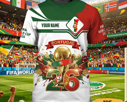Personalized Portugal FIFA World Cup 2026 T-Shirt Portugal Soccer Apparel Soccer Fan Gift Idea