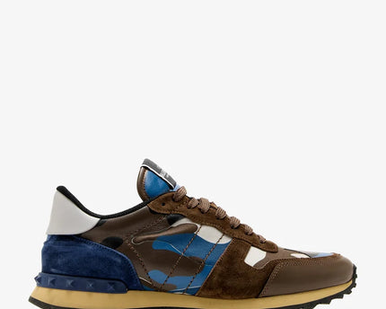 Men's Valentino Camo Rock Runners Multicolor Leather Sneakers