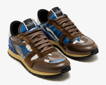 Men's Valentino Camo Rock Runners Multicolor Leather Sneakers