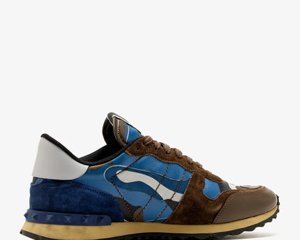 Men's Valentino Camo Rock Runners Multicolor Leather Sneakers