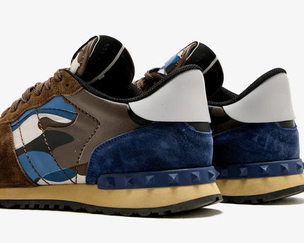 Men's Valentino Camo Rock Runners Multicolor Leather Sneakers