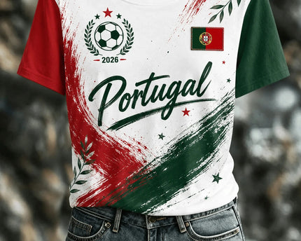 Portugal FIFA World Cup Cheering Art T-Shirt Portugal World Cup 2026 Apparel Present Idea