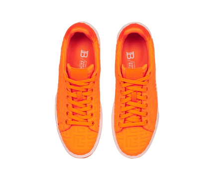 Men's Balmain B-Court Jacquard Neon Orange Sneaker