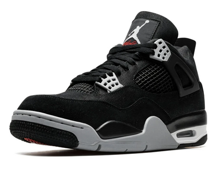 Men's Air Jordan 4 Black Canvas Shoes