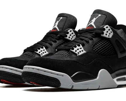 Men's Air Jordan 4 Black Canvas Shoes