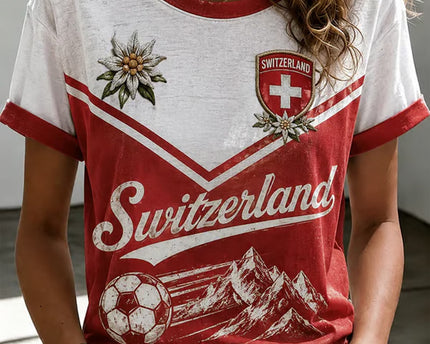 Swiss Switzerland FIFA World Cup 2026 T-Shirt Women's Switzerland National Team Merch Best Soccer Fan Gifts