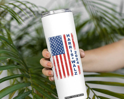 Harris Walz Waltz 2024 Skinny Tumbler USA Flag American Election TB10