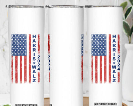 Harris Walz Waltz 2024 Skinny Tumbler USA Flag American Election TB10