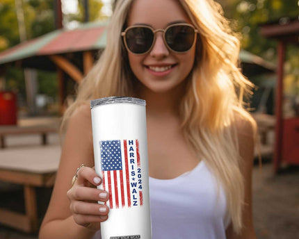 Harris Walz Waltz 2024 Skinny Tumbler USA Flag American Election TB10