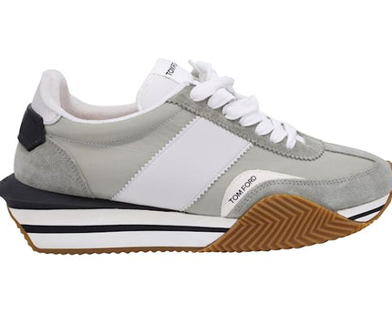 Men's Tom Ford James Mixed Media Low Top Grey Sneakers