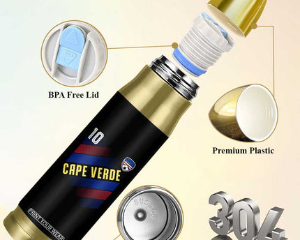 Cape Verde Soccer Jersey Style National Pride Bullet Tumbler Cabo Verde Football Fans Number 10 Athletic