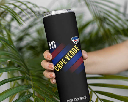 Cape Verde Soccer Jersey Style National Pride Skinny Tumbler Cabo Verde Football Fans Number 10 Athletic