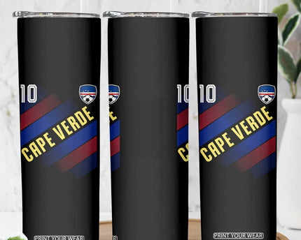 Cape Verde Soccer Jersey Style National Pride Skinny Tumbler Cabo Verde Football Fans Number 10 Athletic