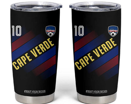 Cape Verde Soccer Jersey Style National Pride Tumbler Cup Cabo Verde Football Fans Number 10 Athletic