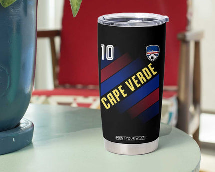 Cape Verde Soccer Jersey Style National Pride Tumbler Cup Cabo Verde Football Fans Number 10 Athletic
