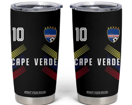 Cabo Verde Football Crest Pride Jersey Style Tumbler Cup Cape Verde Soccer Fan Number 10 Athletic
