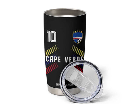 Cabo Verde Football Crest Pride Jersey Style Tumbler Cup Cape Verde Soccer Fan Number 10 Athletic
