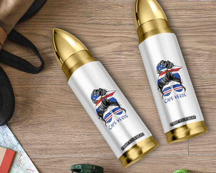 Cape Verde Messy Bun Girl Flag Sunglasses Graphic Bullet Tumbler Cabo Verde Women National Pride Gift