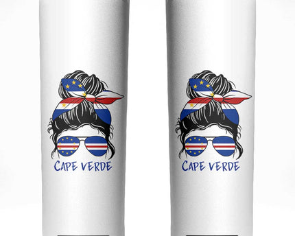 Cape Verde Messy Bun Girl Flag Sunglasses Graphic Skinny Tumbler Cabo Verde Women National Pride Gift