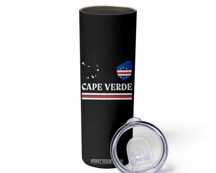 Cape Verde Country Map Shield Emblem Skinny Tumbler Cabo Verde Roots National Pride Gift