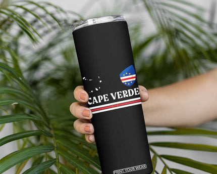 Cape Verde Country Map Shield Emblem Skinny Tumbler Cabo Verde Roots National Pride Gift