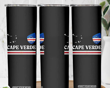 Cape Verde Country Map Shield Emblem Skinny Tumbler Cabo Verde Roots National Pride Gift