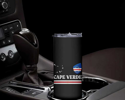 Cape Verde Country Map Shield Emblem Skinny Tumbler Cabo Verde Roots National Pride Gift