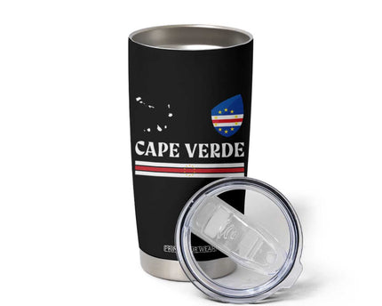 Cape Verde Country Map Shield Emblem Tumbler Cup Cabo Verde Roots National Pride Gift