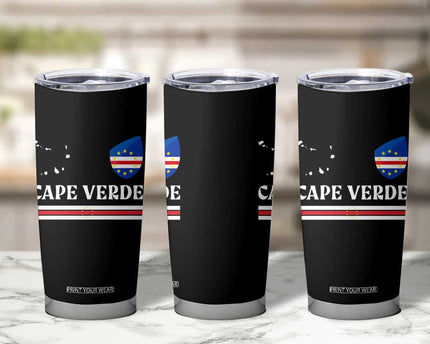 Cape Verde Country Map Shield Emblem Tumbler Cup Cabo Verde Roots National Pride Gift