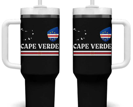 Cape Verde Country Map Shield Emblem Tumbler With Handle Cabo Verde Roots National Pride Gift
