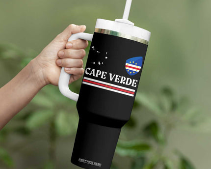 Cape Verde Country Map Shield Emblem Tumbler With Handle Cabo Verde Roots National Pride Gift