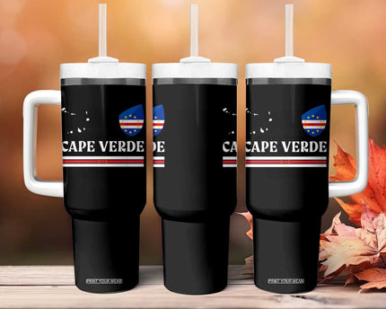 Cape Verde Country Map Shield Emblem Tumbler With Handle Cabo Verde Roots National Pride Gift