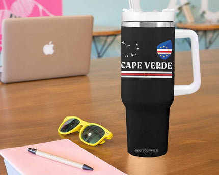 Cape Verde Country Map Shield Emblem Tumbler With Handle Cabo Verde Roots National Pride Gift