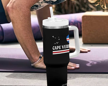 Cape Verde Country Map Shield Emblem Tumbler With Handle Cabo Verde Roots National Pride Gift