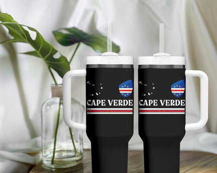 Cape Verde Country Map Shield Emblem Tumbler With Handle Cabo Verde Roots National Pride Gift