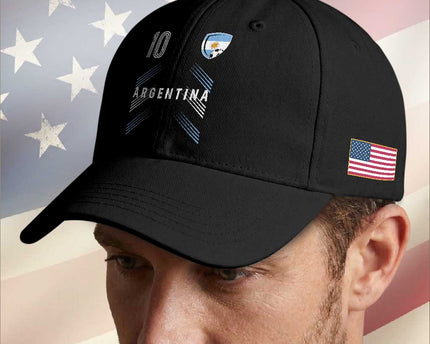 Argentina Soccer Sports Graphic Number 10 Jersey Style Baseball Cap