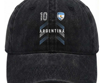 Argentina Soccer Sports Graphic Number 10 Jersey Style Washed Cotton Baseball Cap