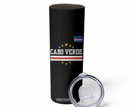 Cabo Verde Athletic Varsity Style Skinny Tumbler Cape Verde Flag Stars National Pride