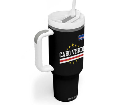 Cabo Verde Athletic Varsity Style Tumbler With Handle Cape Verde Flag Stars National Pride