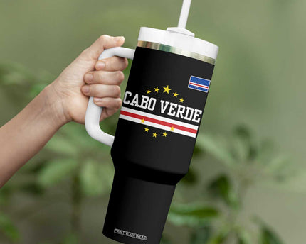 Cabo Verde Athletic Varsity Style Tumbler With Handle Cape Verde Flag Stars National Pride