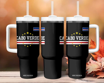 Cabo Verde Athletic Varsity Style Tumbler With Handle Cape Verde Flag Stars National Pride