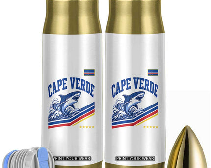 Cape Verde Blue Sharks Ocean Wave Graphic Bullet Tumbler Cabo Verde Pride Sports Fans