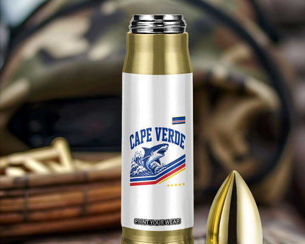 Cape Verde Blue Sharks Ocean Wave Graphic Bullet Tumbler Cabo Verde Pride Sports Fans