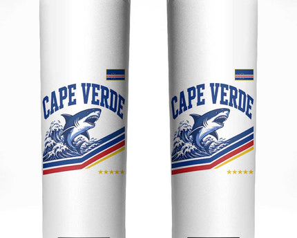 Cape Verde Blue Sharks Ocean Wave Graphic Skinny Tumbler Cabo Verde Pride Sports Fans