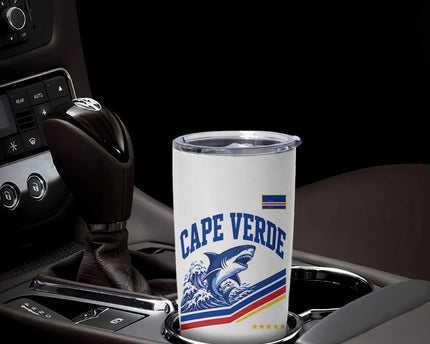 Cape Verde Blue Sharks Ocean Wave Graphic Tumbler Cup Cabo Verde Pride Sports Fans