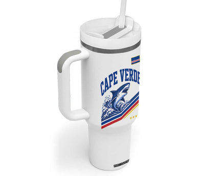 Cape Verde Blue Sharks Ocean Wave Graphic Tumbler With Handle Cabo Verde Pride Sports Fans
