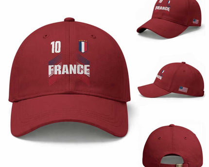 France Soccer Sports Graphic Number 10 Jersey Style Baseball Cap